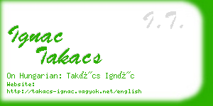 ignac takacs business card